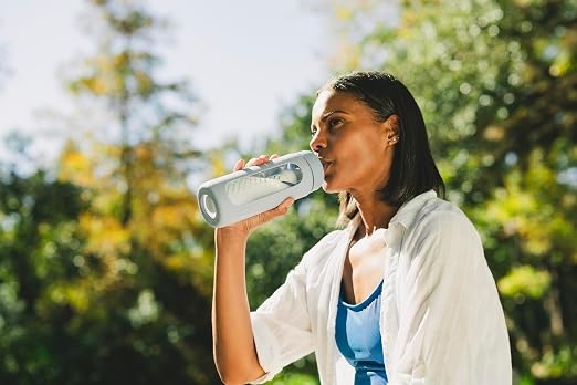 LifeStraw Go — Glass Water Filter Bottle Made from Hand-Blown Glass with Silicone Sleeve for Hydration at Home or on-the-go, 20 oz, Provence Purple