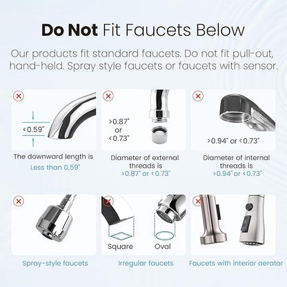 Waterdrop Sink Filter Water Faucet for Skin Care, Bathroom Faucet Filter with Ultra-Filtration Filter(1 Pack) & 3 Pack Carbon Fiber Filter