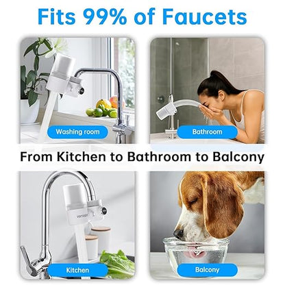 Vortopt 360°Rotating Water Filter Faucet,Ultra Filtration NSF/ANSI 42 Certified,Reduces 99% Chlorine,Odor,400 Gallons,Fits Most Standard Bathroom Sink Filter,T6-UF-White.