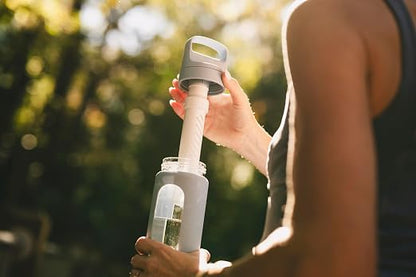 LifeStraw Go — Glass Water Filter Bottle Made from Hand-Blown Glass with Silicone Sleeve for Hydration at Home or on-the-go, 20 oz, Provence Purple