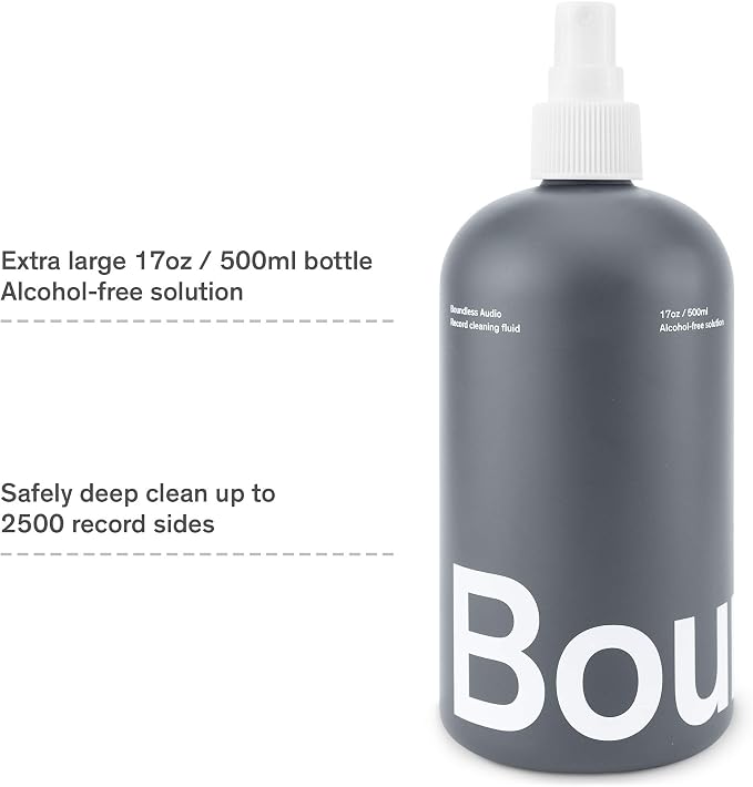 Boundless Audio Record Cleaning Solution - 17oz Extra Large Vinyl Record Cleaner Fluid Spray Bottle & Refill Nozzle