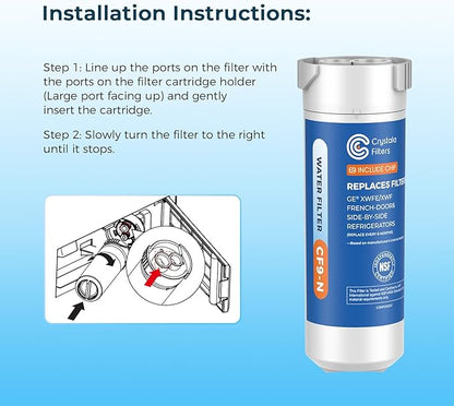 Crystala Filters Water Filter Compatible with XWFE (Built-in CHIP), Replacement for GE XWFE, XWF Refrigerator Water Filter Pack of 1