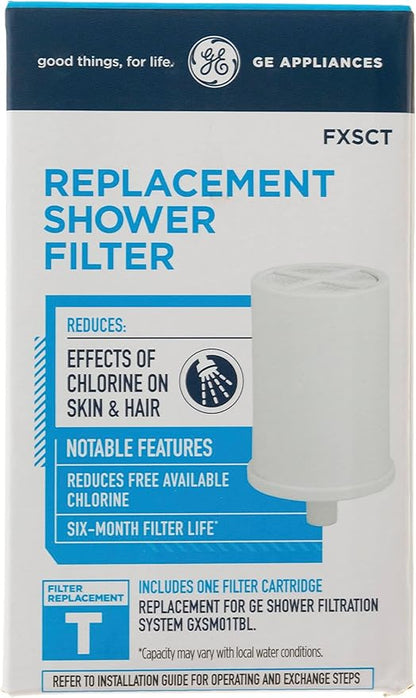 GE Shower Replacement Filter | Removes Chlorine | Replace Filter (FXSCT) Every 6 Months | FXSCT, 1 Count (Pack of 2)