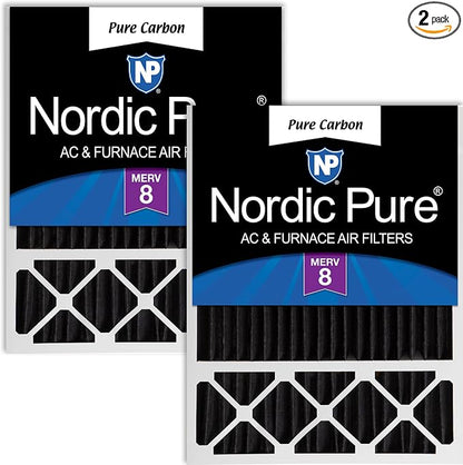 Nordic Pure 20x25x5 Honeywell/Lennox Replacement MERV 8 Air Filter 2 Pack | Actual Size: 19 7/8 x 24 7/8 x 4 3/8 Made in USA, Pleated HVAC Odor Filtration, Pet, Cooking & Household Smell Control