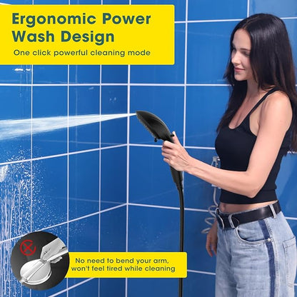 FASDUNT Filtered Shower Head with Handheld, High Pressure 8-Mode Handheld Showerhead with Filters for Hard Water -Remove Chlorine, Built-in Power Wash, 80" Long Hose & Adjustable Bracket, Black
