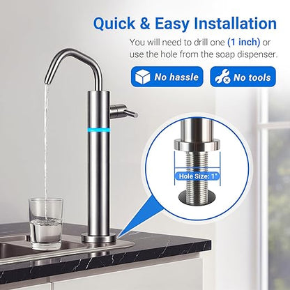 LCF LED UV͎ Ultrąviolët Filtered Water Faucet, Drinking Water Faucet, Reverse Osmosis(RO) Faucet for Kitchen Bar Sink, Reduces Up to 99.9% of Baçtёria, 304 Stainless Steel, Mercury-Free & Lead-Free