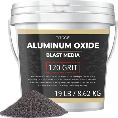 TITGGI 120 Grit Aluminum Oxide Blast Media for Sandblasting, 19 lb | Rust and Paint Removal, Fine Matte Finish, Metal Surface Preparation Before Painting, Coating or Refinishing