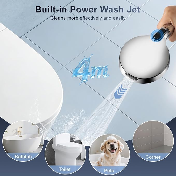 Filtered Shower Head with Handheld, High Pressure 7-Spd Detachable Chrome Showerhead with Stainless Hose, Water Softener Filter Beads for Hard Water - Remove Chlorine, Reduce Dry Itchy Skin