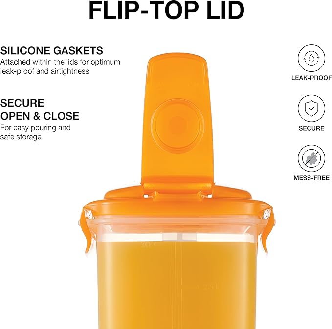 LocknLock Aqua Fridge Door Water Jug | Clear Pitcher | BPA Free Plastic Pitcher with Lid | 3 Quart Pitcher with Lid for Water, Juice, Tea & More Beverages, Orange