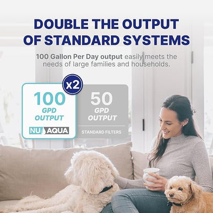 NU Aqua 6-Stage UV Under Sink Reverse Osmosis Water Filter System - 100 GPD RO Filtration & UV - Faucet & Tank - PPM Meter - 100GPD Undersink - Home Kitchen Pure Agua Drinking Water