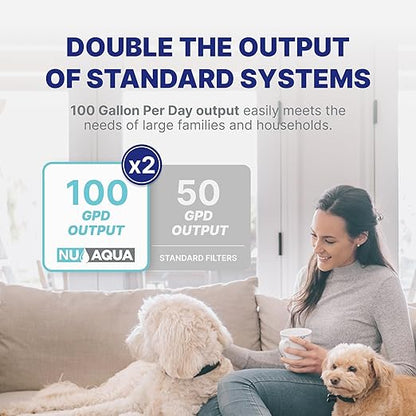 NU Aqua 5-Stage Under Sink Reverse Osmosis Water Filter System - 100 GPD RO Filtration w/Faucet & Tank - PPM Meter - 100GPD Undersink - Home & Kitchen Drinking Water
