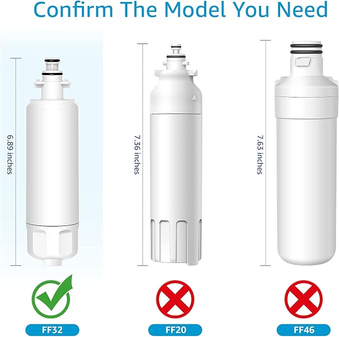 AQUA CREST ADQ36006101 Water Filter, Replacement for LG® LT700P®, 3 Pack | Replacement for Kenmore® 9690, 46-9690, ADQ36006102, LFXS30766S, HDX FML-3, RFC1200A, PL-500 Refrigerator Water Filter