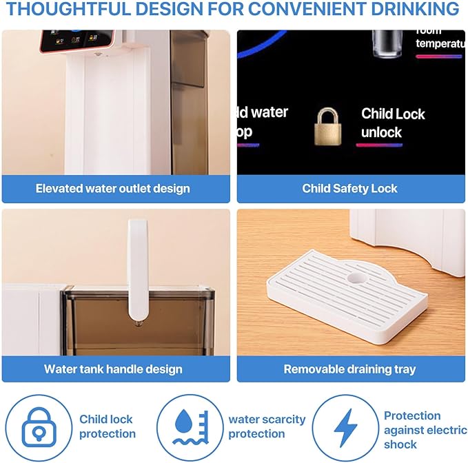 Instant Hot Water Dispenser Filter, Electric Hot Water Kettle Countertop Water Filter System, 12 Temperatures & 8 Volume Settings, Safety Lock, Hot Water Boiler Warmer for Home, Baby, Office