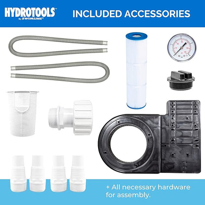 SWIMLINE HYDROTOOLS Model 76051 Sure-Flo Above-Ground Pool Cartridge Filter System - 50 Sq. Ft. Filtration Area, 0.75 THP, 3,720 GPH, 110V/60Hz Single Speed Pump for Pools up to 15,600 Gallons