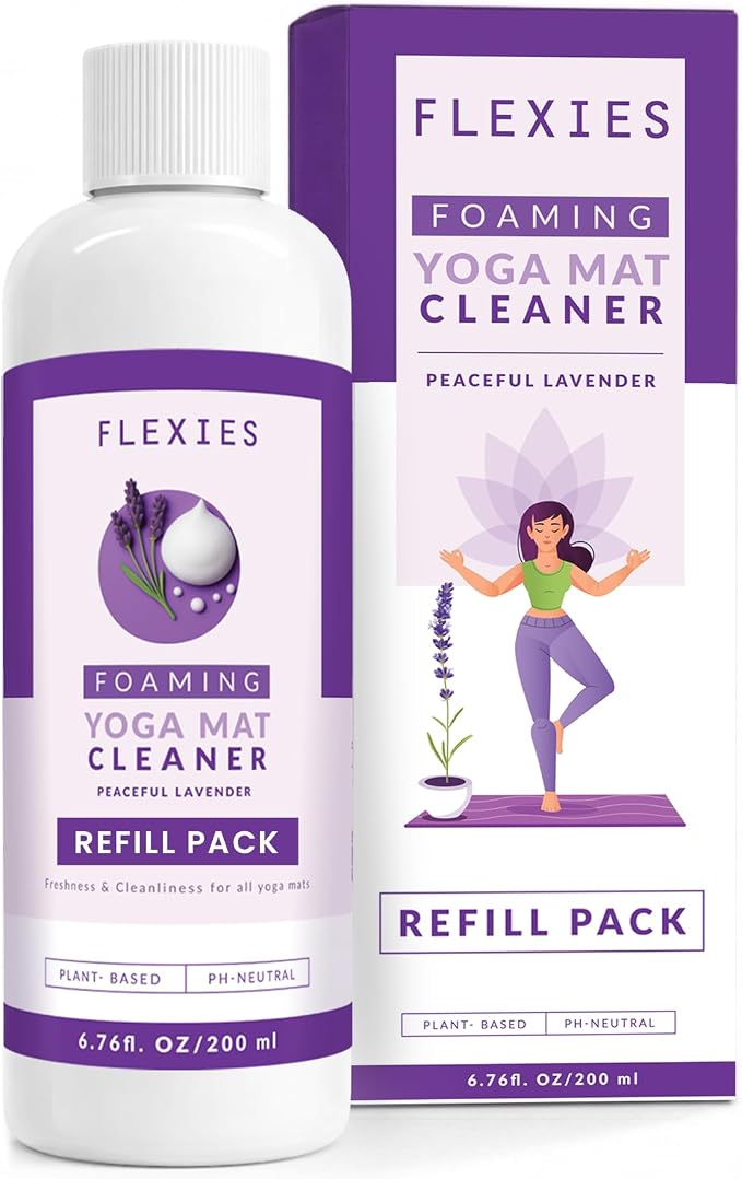 Flexies Foaming Yoga Mat Cleaner Refill Pack | Plant-Based Foaming Spray | Deep Cleans Yoga and Pilates Mats, 6.76 fl oz, Lavender