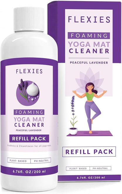 Flexies Foaming Yoga Mat Cleaner Refill Pack | Plant-Based Foaming Spray | Deep Cleans Yoga and Pilates Mats, 6.76 fl oz, Lavender