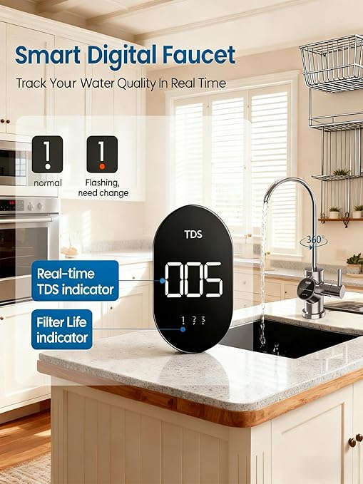 Cobectal Under Sink Reverse Osmosis System,TDS PFOS&PFOA Reduce, 800GPD Under Counter Ro System,3:1 Pure to Drain,11 Stage Tankless Reverse Osmosis Water Filter,Smart LED Faucet