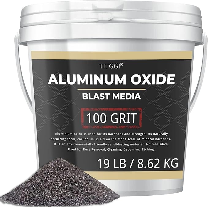 TITGGI 100 Grit Aluminum Oxide Blast Media for Sandblasting, 19 lb | Rust and Paint Removal, Uniform Matte Finish, Metal Surface Preparation Before Painting, Coating or Refinishing