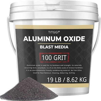 TITGGI 100 Grit Aluminum Oxide Blast Media for Sandblasting, 19 lb | Rust and Paint Removal, Uniform Matte Finish, Metal Surface Preparation Before Painting, Coating or Refinishing