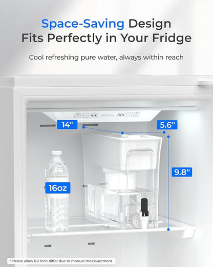 Waterdrop Fluoride-Reducing Water Filter Dispenser, 35-Cup, 150-Gallon Long-Life, Large Capacity, Reduces Chlorine, PFOA/PFOS and More, BPA Free, White (with 1 Filter)