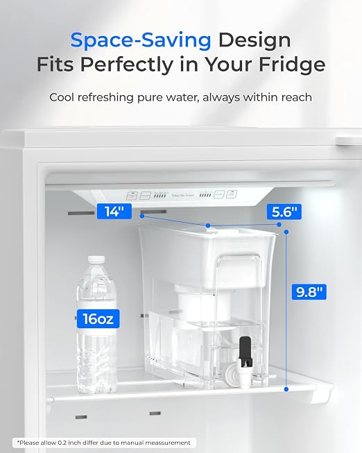 Waterdrop WFD-02W 35-Cup Water Filter Dispenser, Fluoride Reduction, White | Reduces 90%+ Fluoride, 150-Gallon Long-Life, Large Capacity, Reduces Chlorine, PFOA/PFOS and More, BPA Free