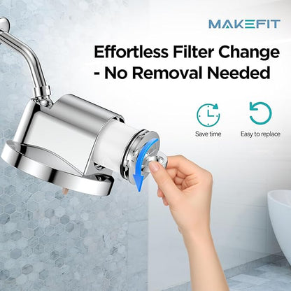 NSF Certified Filtered Shower Head - 5 Settings High Pressure Rain Shower Head with Filter for Hard Water Softener - Easy Install & Replace - Bathroom Showerhead to Remove Chlorine & Heavy Metals
