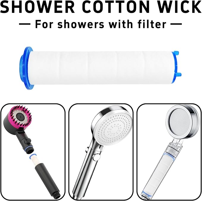 12Pcs 3.2” Shower Head Filter Cartridge, PP Cotton Replacement Filters for High Pressure Handheld Turbo Fan, Vortex Hydro Jet Shower Head, Improves Water Quality, Easy Install