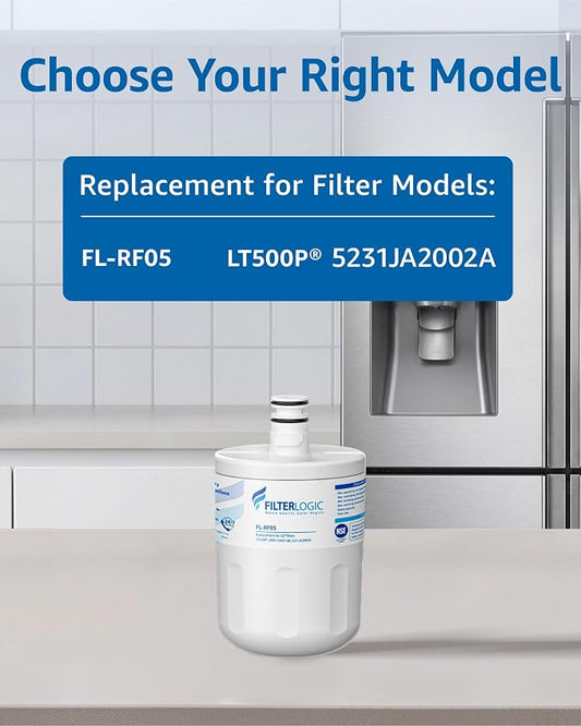 Filterlogic 5231JA2002A Refrigerator Water Filter, Replacement for LG® LT500P®, GEN11042FR-08, ADQ72910911, ADQ72910901, Kenmore 9890, 46-9890, LFX25974ST, LMX25964ST, LSC27925ST, 3 Pack