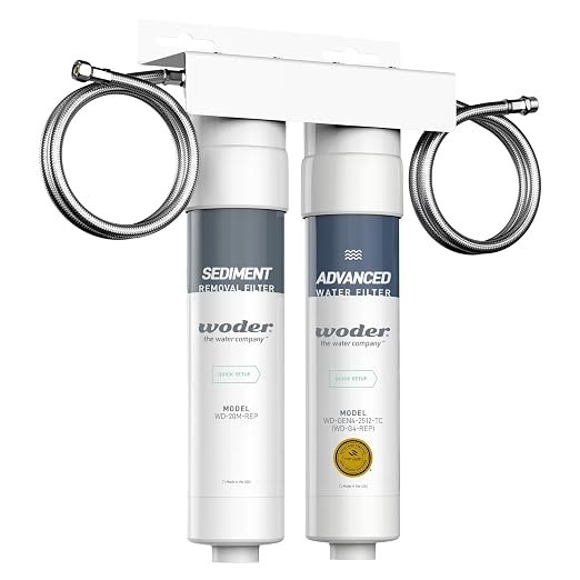 Dual Stage Under Sink Water Filter, 20 Micron Sediment Removal Plus Advanced Filtration, Removes PFAS, Lead & Chlorine, Keeps Essential Minerals, WQA Certified, US Made