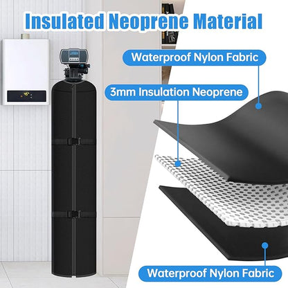 Water Softener Tank Jacket, 3mm Neoprene Water Softener Cover Insulated, Heavy Duty Tank Cover to Prevent Sweating, 9''D x 48''H- Black