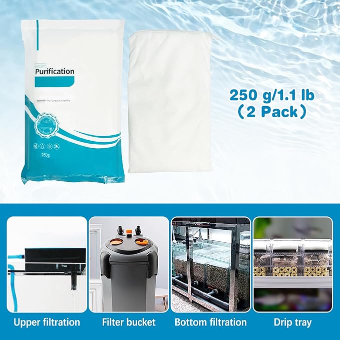 250 g/0.55 lb Aquarium Filter Media Organic Filtration Resin with 5 Mesh Bag Purify Water Quality Release Driftwood Tannins for Freshwater and Saltwater Small Fish Tank