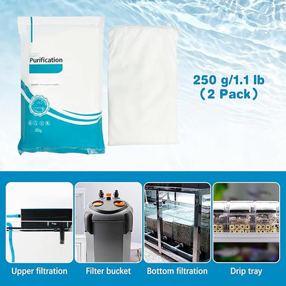 250 g/0.55 lb Aquarium Filter Media Organic Filtration Resin with 5 Mesh Bag Purify Water Quality Release Driftwood Tannins for Freshwater and Saltwater Small Fish Tank