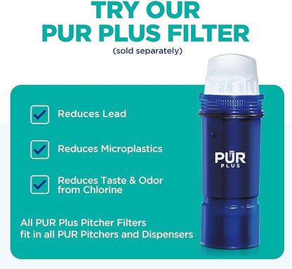 PUR 7-Cup Water Pitcher, 1 Genuine Filter, Cleaner, Great-Tasting Water, Dishwasher Safe, Powerful, Faster Filtration, LockFit Cap Design - Blush (Pack of 2)