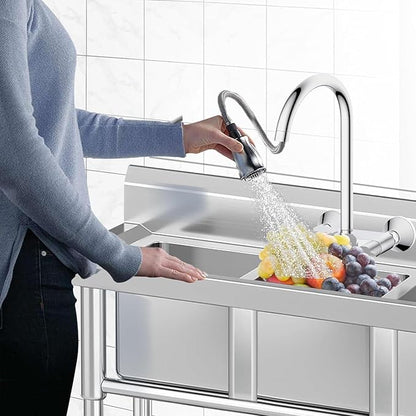 Garvee Stainless Steel 3 Compartment Commercial Sink, 11x19 Inch Basins with 2 Drainboards, NSF Certified Undermount Utility Sink for Restaurant Kitchen Bar