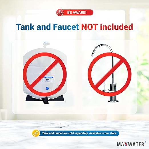 Max Water 5 Stage 50 GPD (Gallon Per Day) RO (Reverse Osmosis) Standard Water Filtration System - Under-Sink/Wall Mount (Without Tank & Faucet) - Model: RO-5C3