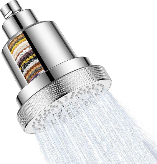 Aquaronvie NSF Certified Filtered Shower Head with KDF-55, High Pressure 3 Spray Modes Showerhead Water Softener for Hard Water, Remove Chlorine & Impurities for Softer Skin and Hair, Chrome