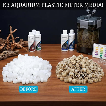 K2, Aquarium Filter Media 1 KG Moving Bed Biofilm Reactor Plastic Replacement Biological Material Remover for Aquaponics Aquaculture Hydroponics Ponds Aquariums,1 kg