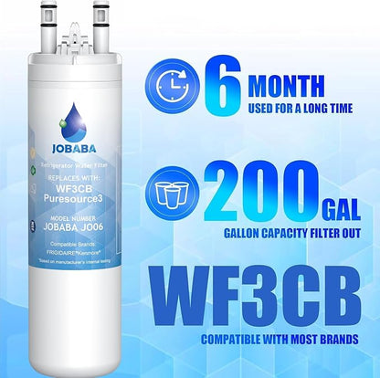 WF3CB Water Filter Replacement - Compatible with Frigidaire WF3CB, PureSource 3, 706465, 242086201, 242069601, PS3412266, AP4567491 Water Filter Replacement, Height 9 Inches, 2 Pack