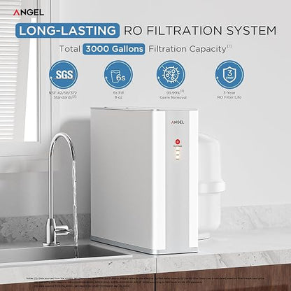 ANGEL X1 Reverse Osmosis Water Filter, 7-Stage Under Sink Water Purifier, 3-Year Long-Lasting RO Water Filtration System, 2:1 Pure to Drain, Reduces PFAS/PFOS, Compact & Easy to Install, Lead-Free