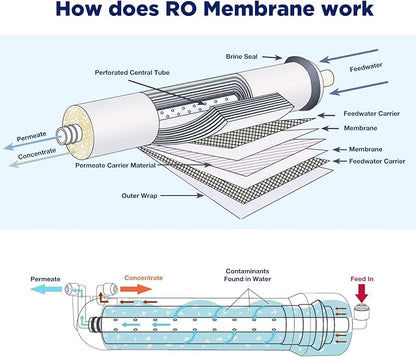 Membrane Solutions RO Membrane, 500 GPD Reverse Osmosis Membrane, 3.0"x12" Water Filter Replacement for Under Sink Home Drinking RO Water Purifier System