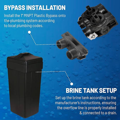 AFWFilters Premium Fleck 5600 SXT Meter Demand Water Softener - 48,000 Grain Capacity with 10% Long Life Crosslink Resin