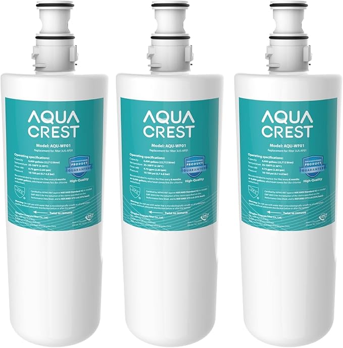 AQUA CREST 3US-AF01 Under Sink Water Filter, Replacement for Standard Filtrete® 3US-AF01, 3US-AS01, Aqua-Pure AP Easy C-CS-FF, WHCF-SRC, WHCF-SUFC, WHCF-SUF, NSF/ANSI 42 Certified, 3 Pack