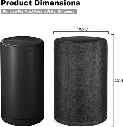 Deosk 18.5"X33" Cover For Water Softener Salt Brine Tank, Outdoor Waterproof Home Water Softener Storage Covers-Round Salt Brine Tank Protective Cover With Zipper And Adjustable Drawstring(Black)