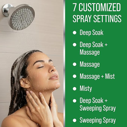 Lab Tested Filtered Shower Head for Improved Hair & Skin. Great for Dry Itchy Skin, Dandruff, Eczema. Multi Stage Calcium Sulfite Filter. 7 Spray Spa Setting. Chlorine Reducing Filter for Hard Water