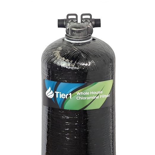 Tier1 Whole House Water Filter System | 450,000 Gallon Chloramine Reduction Capacity | Pre-Filled Upflow Tank with 1 Cu Ft Catalytic Granular Activated Carbon | Home Filtration System