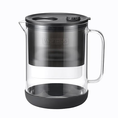 Waterdrop PT-72BL Glass Water Filter Pitcher, 7-Cup, Eco-Friendly, NSF/ANSI 53, 42 & 372 Certified Filter, Reduces PFOA/PFOS, Chlorine, Cadmium, Copper & Mercury, BPA-Free, Easy to Clean, Black