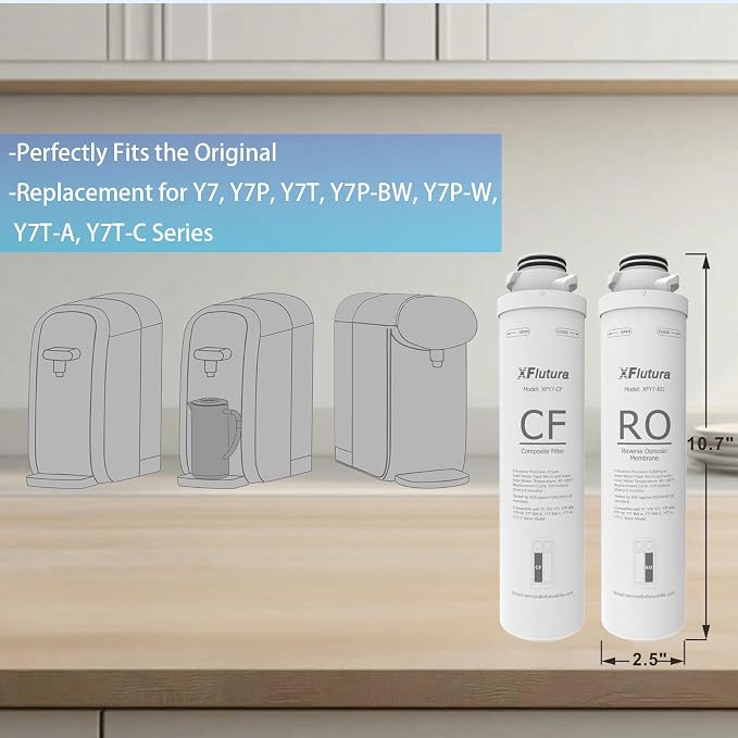 Y7/Y7P/Y7T Series 1-Year Replacement Cartridge Compatible with SimPure Y7, Y7P, Y7T, Y7P-BW, Y7P-W, Y7T-BW-A, Y7T-BW-C, Y7T-A, Y7T-C Series Water Filter, Pack of 4 Filters (2*CF, 2*RO)