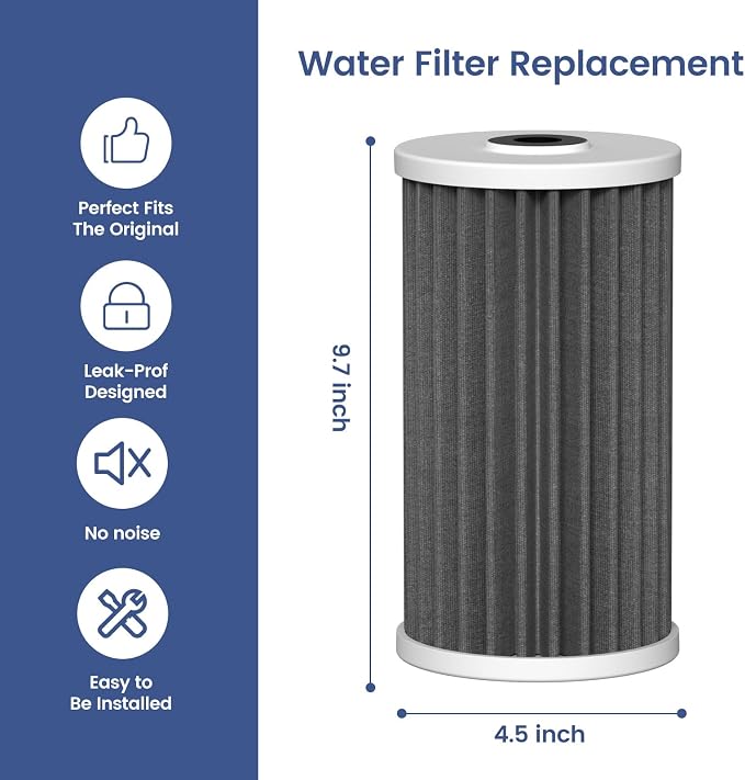 4.5"x10" 5 Micron Carbon Sediment Water Filter Replacement Cartridge Compatible with AO Smith Whole House Filtration Systems - AO-WH-PREL-RCP, 2 Pack