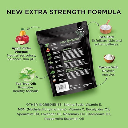 EXTRA STRENGTH Tea Tree Oil Foot Soak with Epsom Salt - Made in USA - for Toenails, Athlete's Foot, Itchy Feet, Stubborn Smelly Odor, Pedicure, Foot Calluses & Soothes Sore Tired Achy Feet-2 Pack