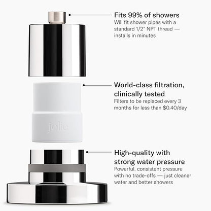 THE JOLIE FILTERED SHOWERHEAD with Shower Filter System- High Pressure Showerhead, Hair and Skincare Accessory to Improve Beauty and Personal Care Routine (Vibrant Red)